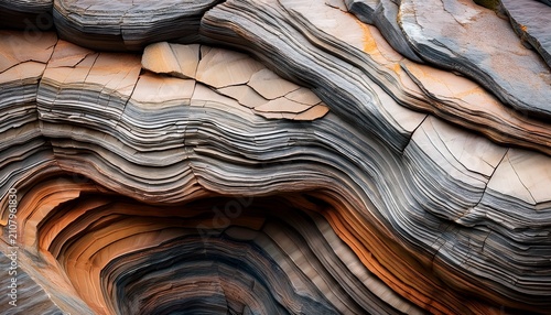 Close Up Of Natural Layered Rock Patterns And Textures