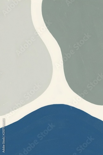 Abstract organic shapes background. Modern minimalist art with soft blue and green tones.