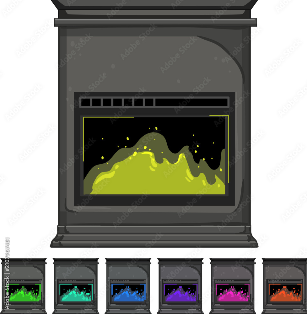 Obraz premium chimney fireplace cartoon. chimney fireplace sign colorful illustration