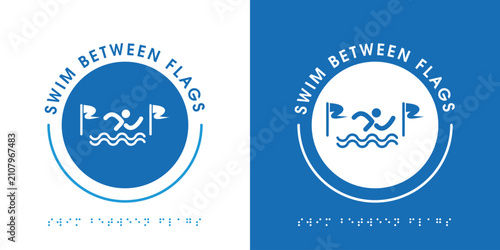 Fotografie Swim Between Flags sign, vector illustration.