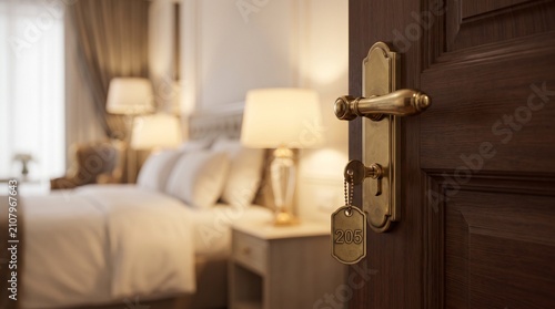 Fotografie Hotel room key card on wall-mounted holder