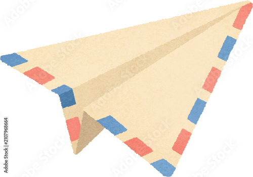 Cuadro en lienzo Paper airplane folded from an airmail envelope