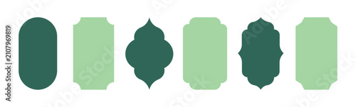 Принти на полотні Collection of vintage green decorative frame and label shapes set with Islamic border badge