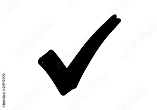 Hand drawn black tick mark check symbol icon