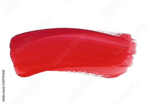 Red watercolor brush stroke texture isolated on a transparent background