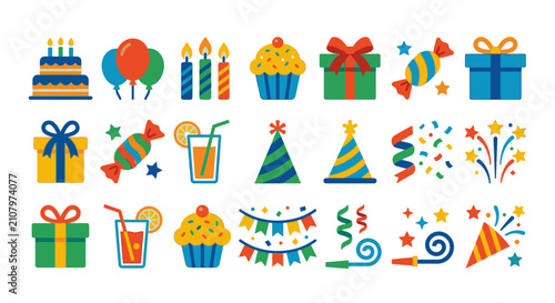 Cuadro en lienzo Colorful vector icons of various religious symbols and objects.