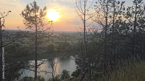 Beautiful Golden Sunset Over Calm River Landscape