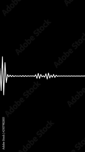 Vertical abstract music sound wave or audio wavefrom isolated on black background.Line digital minimalist voice and symbol technology.