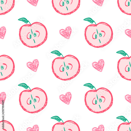 Seamless pattern. Hand drawn crayon texture style