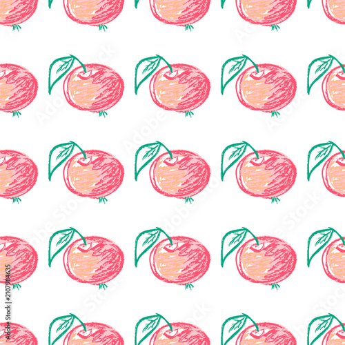 Seamless pattern. Hand drawn crayon texture style