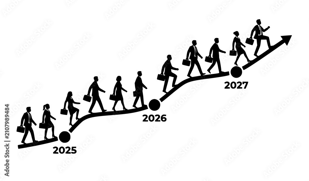 Obraz premium Corporate Success Timeline Arrow Business Silhouette Vector