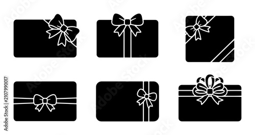 Canvastavla 70 Gift Card Icons Set, Black and White Vector Graphics, Present Voucher Templat