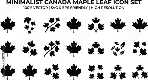 Fotografie Minimalist Canada maple leaf icon set featuring 100% vector, SVG and EPS friendl