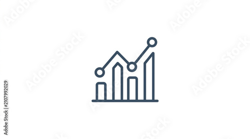 Financial Growth Bar Chart with Line Graph Icon.