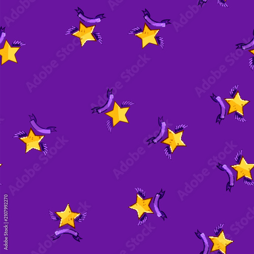 Принти на полотні seamless pattern distinction star badge cartoon