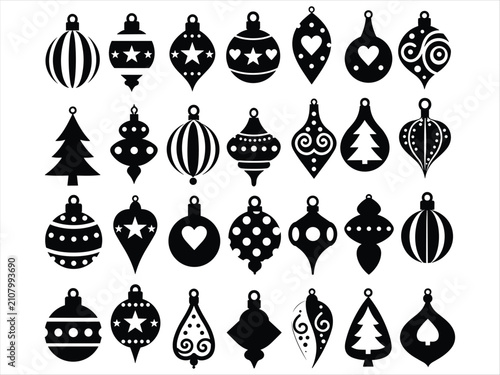 Set of christmas ornaments silhouettes