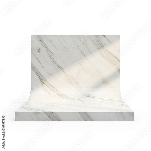 Elegant Marble Display Stand with Curved Back for Product Presentation.
