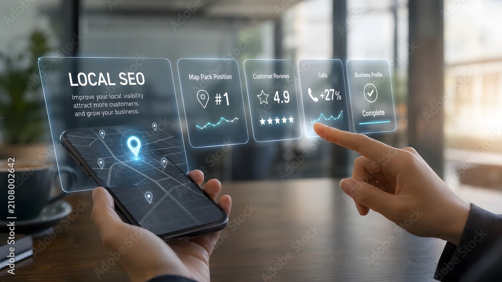 Fototapeta premium Boost local seo improve visibility attract customers grow your business with digital marketing strategies