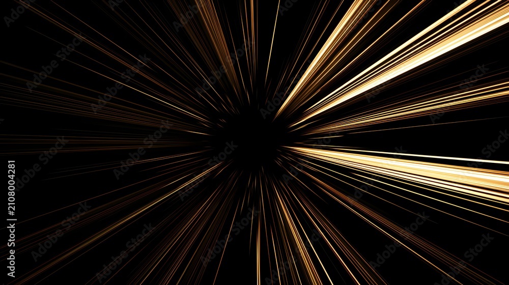 Obraz premium A stunning visual representation of speed and energy with golden light streaks on a black background