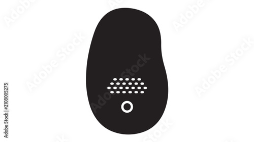 Black and White Vector Illustration of a Minimalist Silhouette Icon of a Password Keyhole with Dotted Patterns and Ring Detail