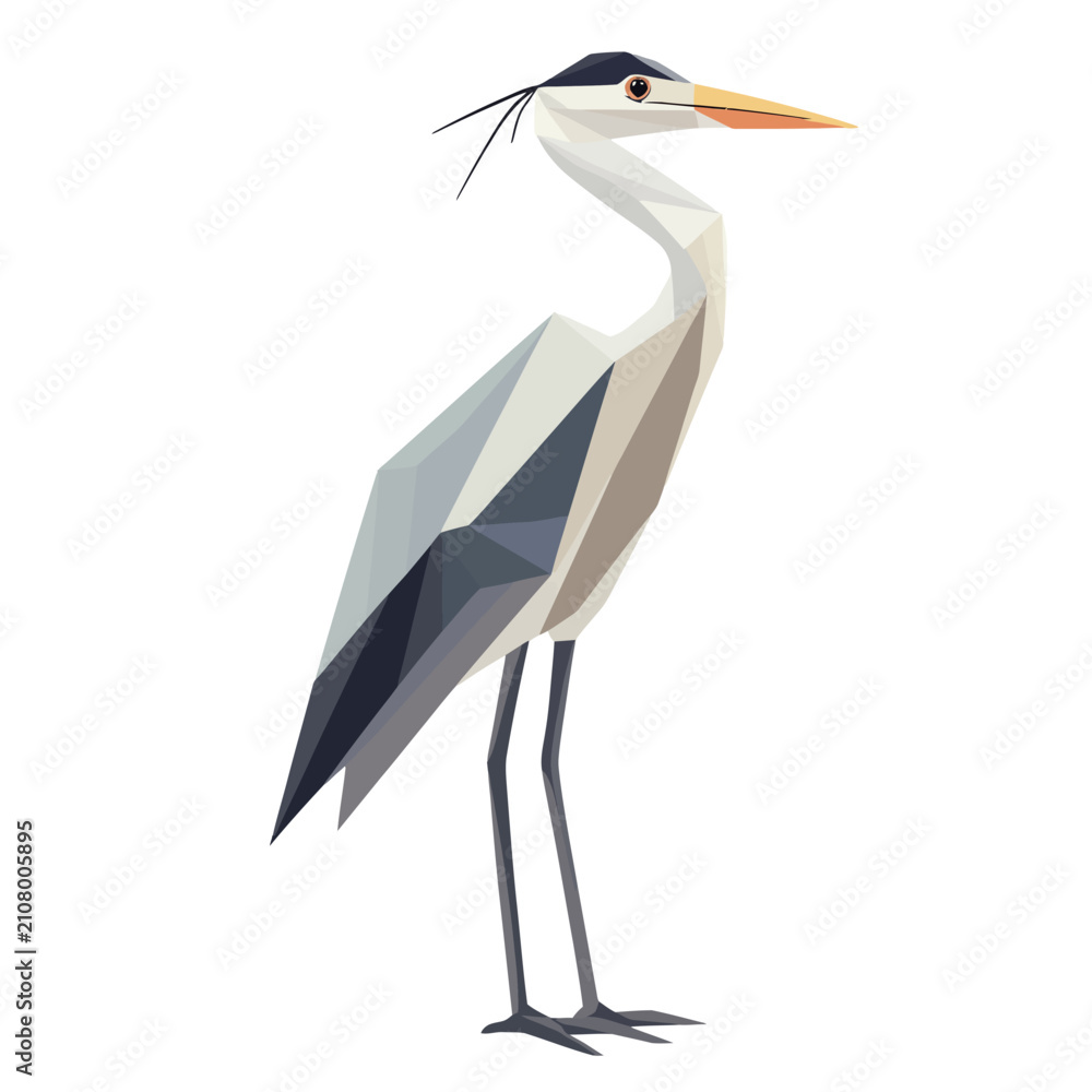Obraz premium Geometric heron bird illustration