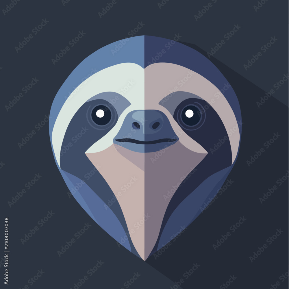 Obraz premium Stylized sloth face geometric flat design