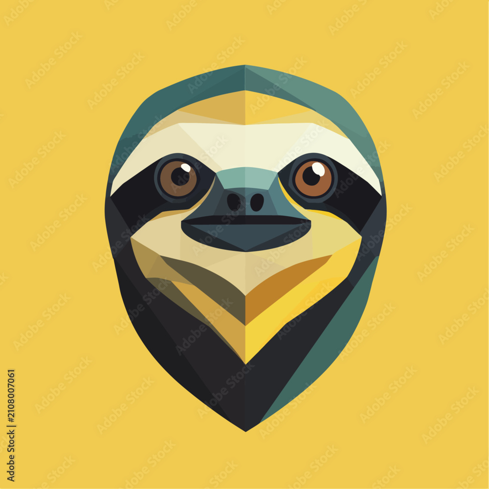 Obraz premium Stylized sloth face geometric design yellow background