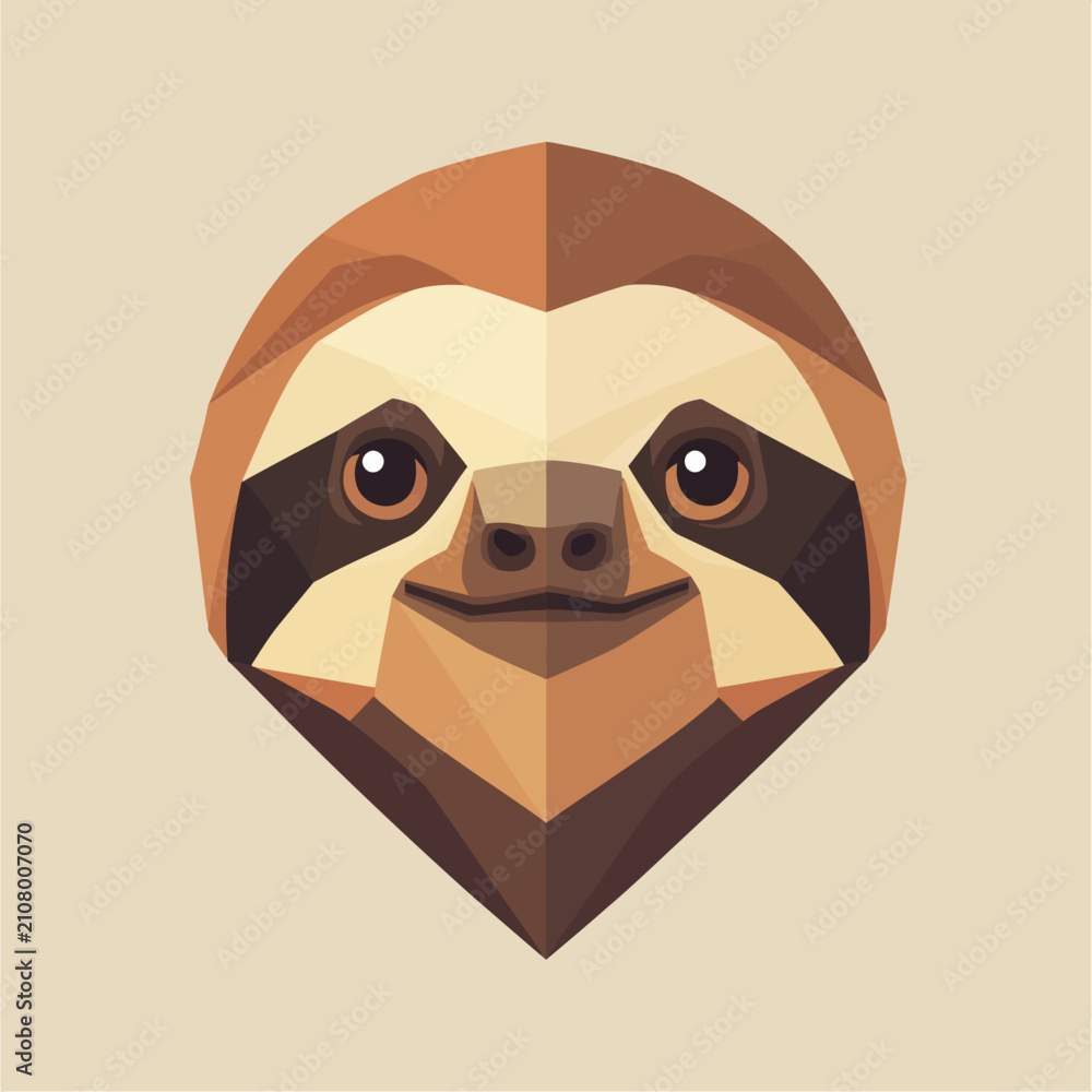 Obraz premium Geometric sloth face art animal vector illustration