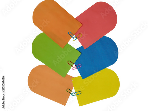 Photography Colorful overlapping semi circle shapes arranged in a vertical pattern
