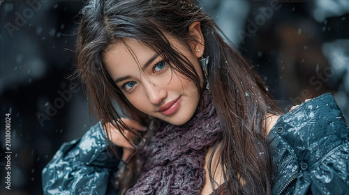 Wallpaper of Beautiful fantasy elf woman with silver hair and pointed ears sitting in a cozy cafe. Magical female character portrait with elegant fashion and cinematic fantasy atmosphere.