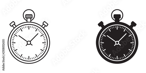 Stopwatch graphic design with contrasting clock faces for timing and productivity visuals