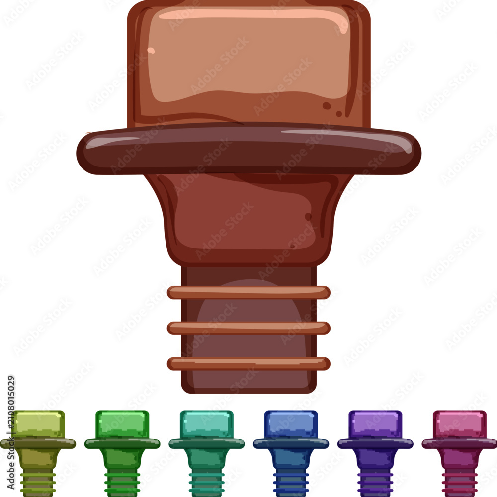 Obraz premium cap wine cork cartoon. cap wine cork sign colorful illustration