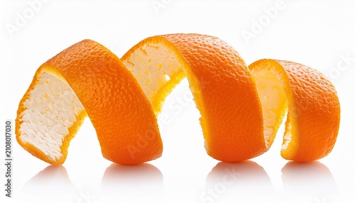 Spiral Orange Peel Twist Isolated On Transparent Or White Background