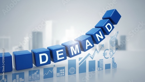 Strategic Visual Concept of Demand and Market Growth for Business Development.