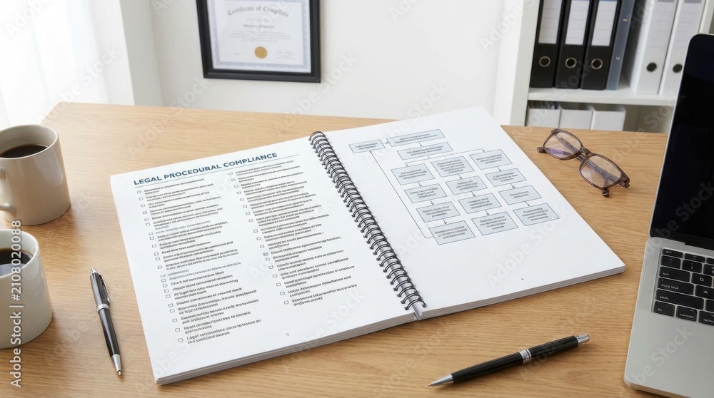 Obraz premium Open Planner and Notebook on Modern Office Desk.