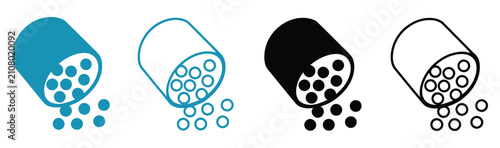 Salt shaker icons featuring seasoning dispensers, kitchen accessories, and food preparation symbols in multiple vector styles