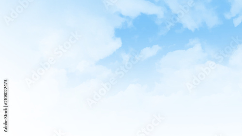 Morning blue sky with clouds layers. Puffy cumulus clouds pattern. Blue sky backdrop. Calm cloud background. Vector illustration.