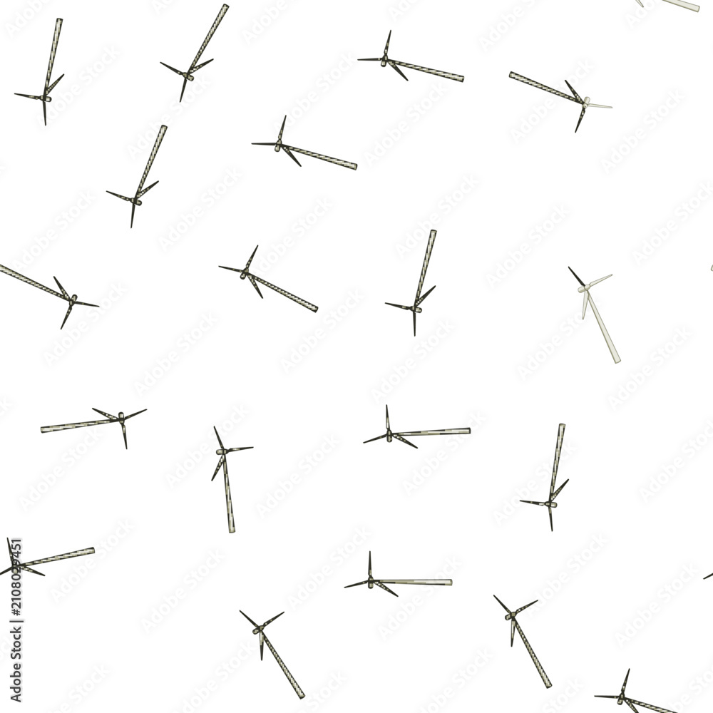 Fototapeta premium pattern farm wind turbine cartoon. electric renewable, landscape mill, eco field farm wind turbine sign vector