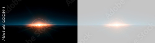 Canvastavla Horizon bright lens flare with glowing ring halo effect