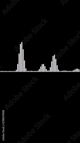 Vertical abstract music sound wave or audio wavefrom isolated on black background.Line digital minimalist voice and symbol technology.