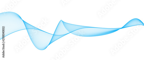 Abstract blue wave line illustration on white background for business.