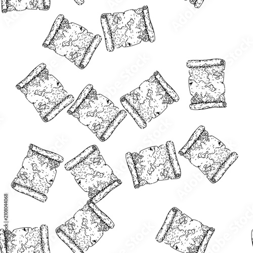 Fotografia seamless pattern parchment old map hand drawn