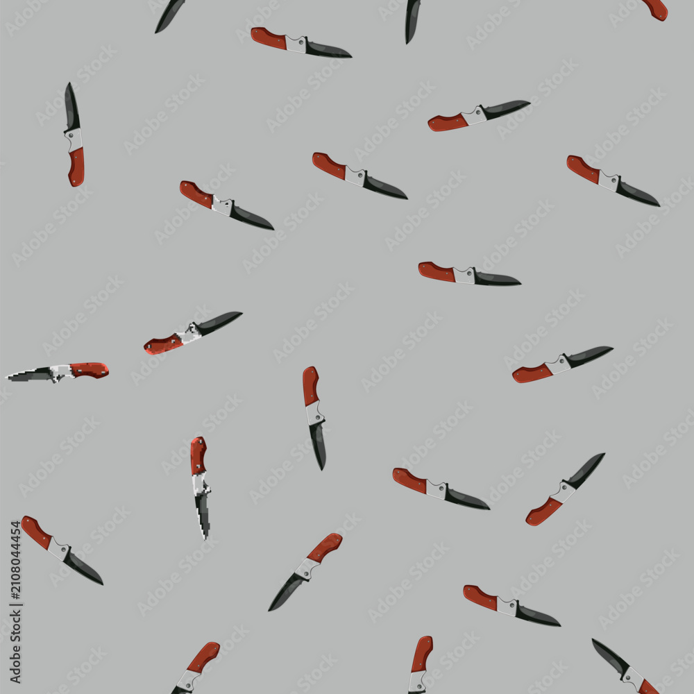 Fototapeta premium seamless pattern tool military knife cartoon. tool military knife sign vector