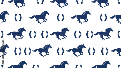 Bild auf Leinwand Horse and horseshoe pattern print design with horseshoe silhouette equestrian
