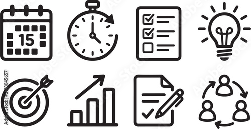 Flat icons set of productivity and business concepts