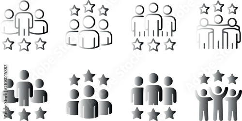 Foto Flat vector icons teamwork feedback