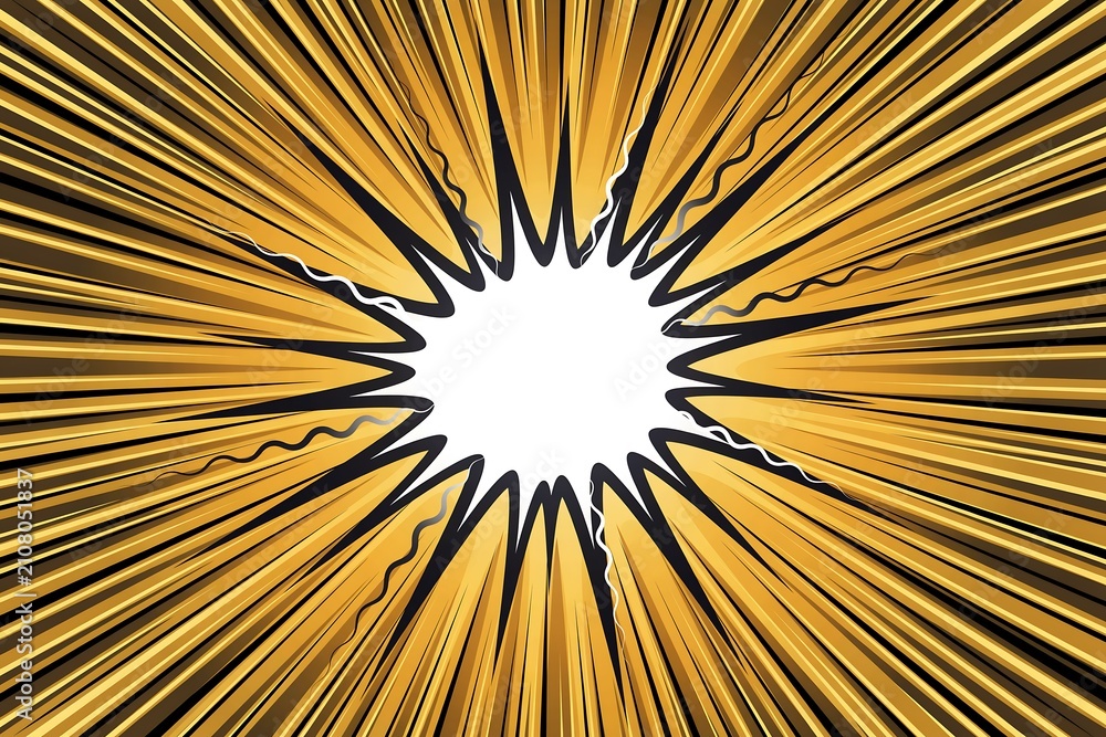 Obraz premium Golden sunburst radiating light rays on dark background. Dramatic abstract golden flare for high-impact visual design projects.
