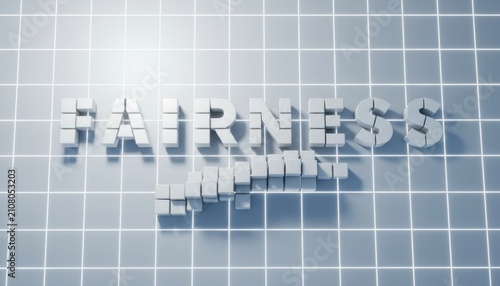 Glitchy Fairness Concept in Digital Grid Artwork.
