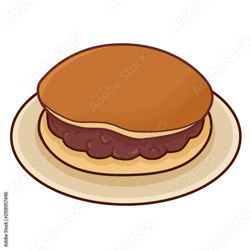 illustration of Japanese specialty food dorayaki filled with red beans with a transparent background
