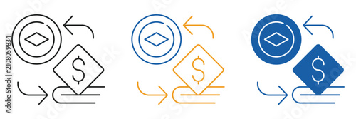 Asset Tokenization Exchange Icon Set Outline Two-Tone Glyph